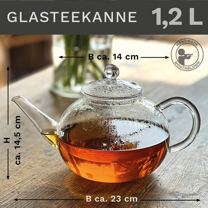 Glas Teekanne "flach" 1,2L