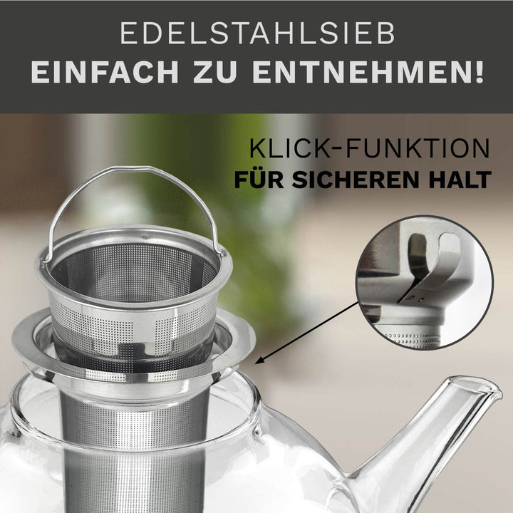 Glas Teekanne "flach" 1,2L