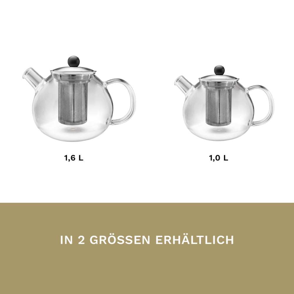 Glas - Teekanne “Shapes” mit Edelstahldeckel und Edelstahlsieb