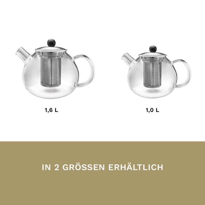 Glas - Teekanne “Shapes” mit Edelstahldeckel und Edelstahlsieb