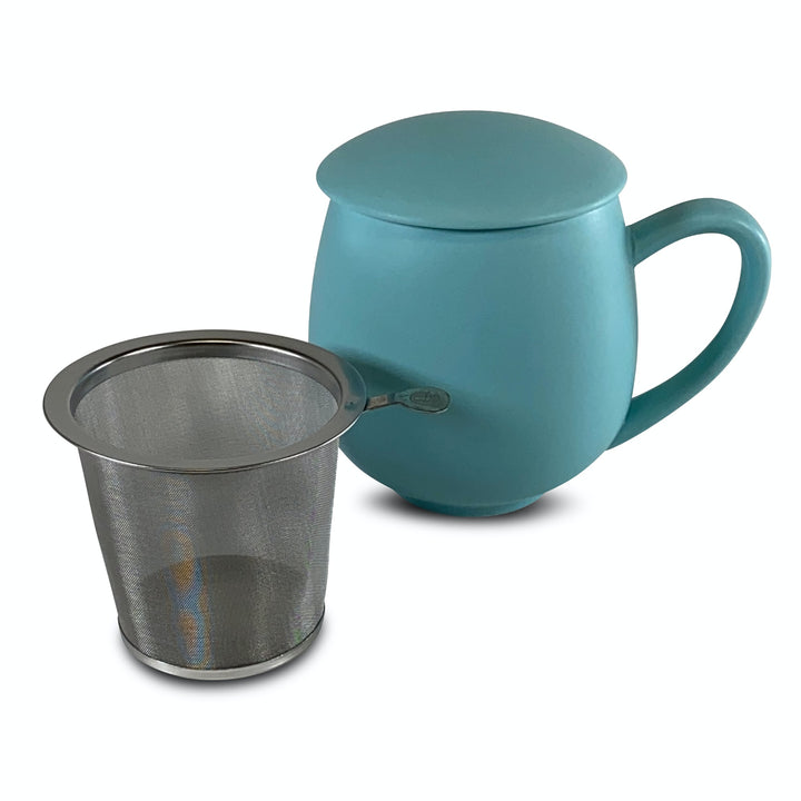Teetasse Saara Matt - Himmelblau mit Sieb