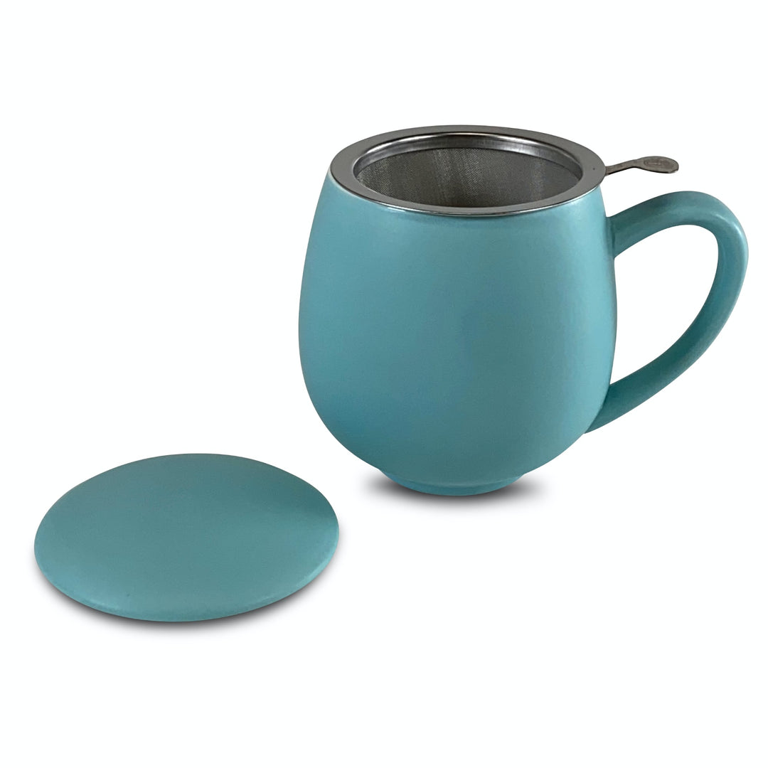 Teetasse Saara Matt - Himmelblau mit Sieb